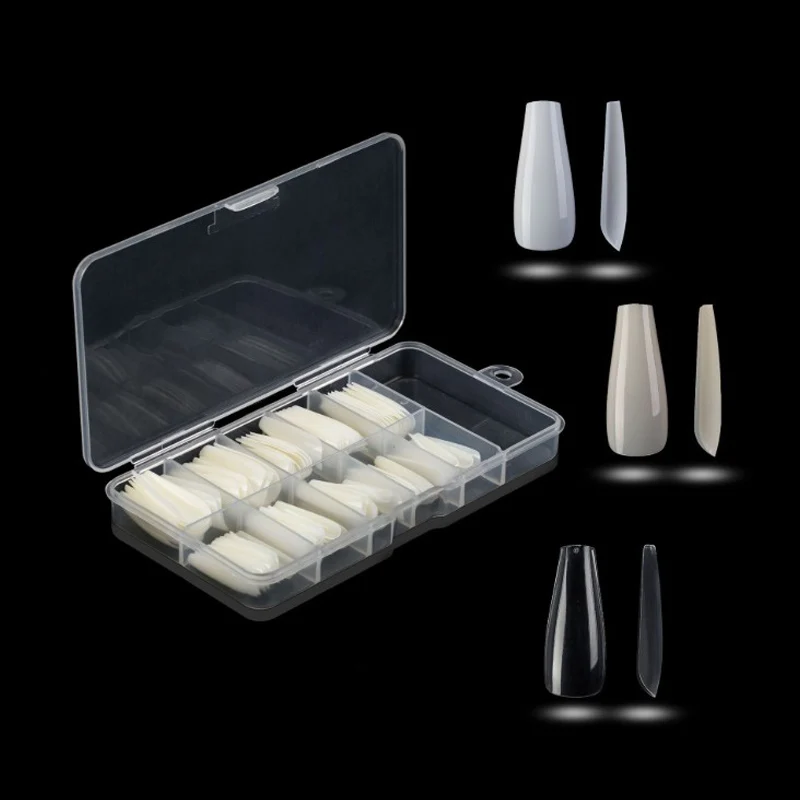 

100/500pcs Long Ballerina Full Nail Tips Acrylic Press on Fake Nails Coffin Shape Professional False Nails DIY Salon Tools