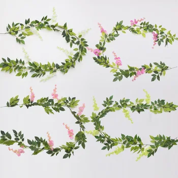

2 Meter Wisteria Rattan Plastic Artificial Flower for Ceremony Wedding Decor Simulation Vine Plant Colorful Fake Flowers Home Ornament