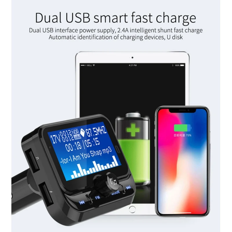 ЖК-дисплей Автомобильный MP3 Bluetooth приемник Hands-free USB Автомобильное зарядное устройство передатчик автомобильный fm-плеер