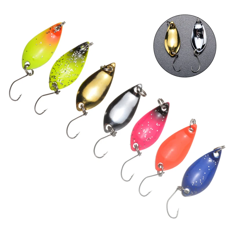  7Pcs 3cm 5g Metal Spoon Fishing Lures Colorful Artificial Hard Baits Swim Baits Trout Single Hook T