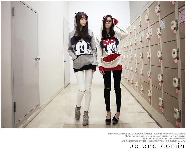 Autumn and Winter Plus Size Loose Women's Sweatshirt Mickey Cartoon Print Long Sleeve Pullovers Female Hoodies
