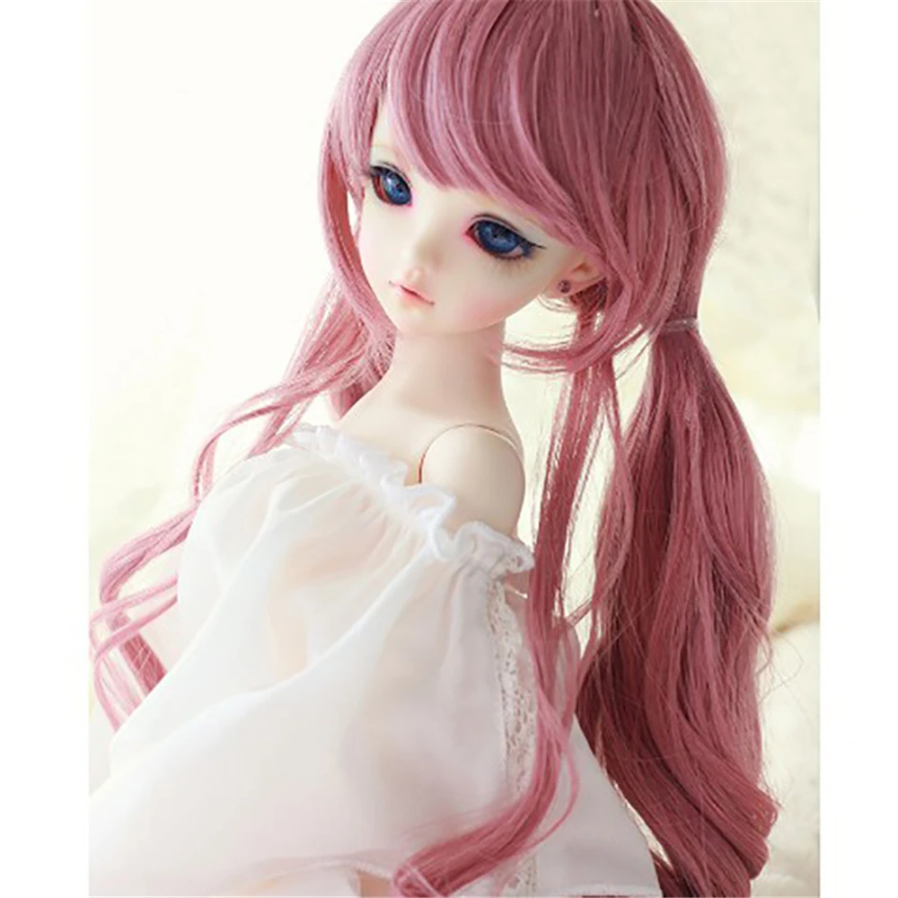 

Pink Color Heat Resistant Wire BJD SD Hair 1/3 1/4 1/6 High Temperature Fiber Curly Long Wave Hair Doll Wig Doll Accessories