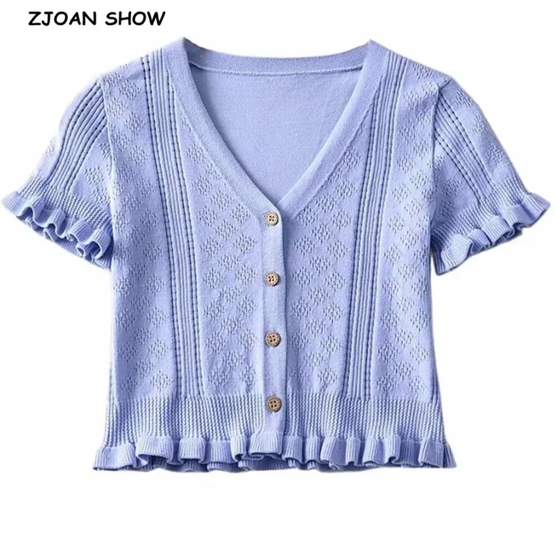 Женская трикотажная футболка на пуговицах с V-образным вырезом и коротким