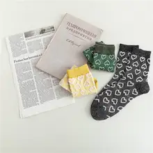 KingDeng Зима Женщины Хлопок Сердце Sheer Носки Дизайнер Искусство Harajuku Эстетические Симпатичные Блеск Носки Корейский Стиль Женщины Стежка