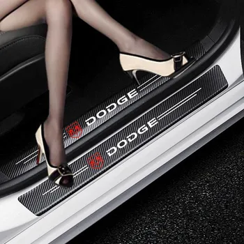 

4Pcs Carbon Fiber Car Door Sill Scuff Anti Scratch Sticker For Dodge caliber ram 1500 caravan charger grand caravan journey