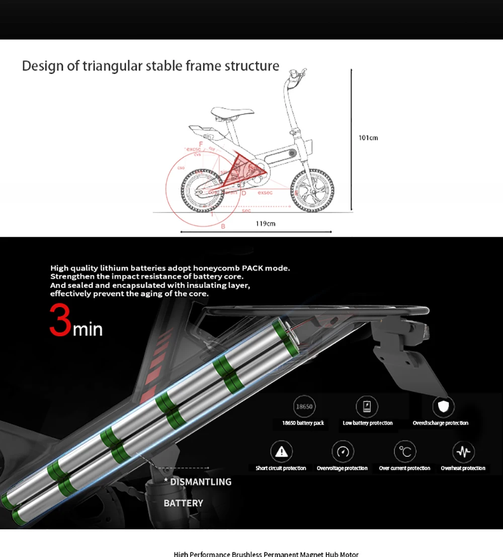 Flash Deal 48V 7.5Ah 400W Aluminium Alloy Smart E Bike 14" Rear Suspension Mini Foldable Electric Bicycle Bike 3 Colors 2