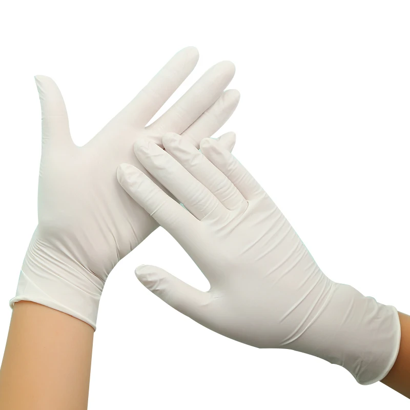 

100pcs Disposable Latex Gloves White Non-Slip Acid and Alkali Laboratory Rubber Latex Gloves Household Cleaning Products