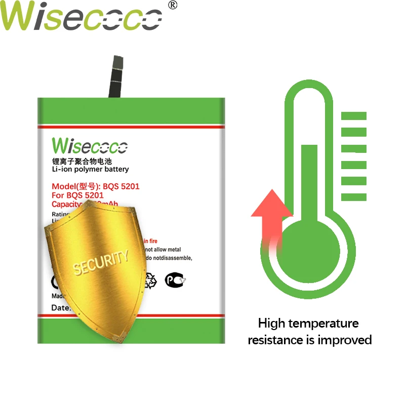 Wisecoco BQS5201 4500mAh High Quality Battery For BQ BQS 5201 BQS 5201 Space Phone Built in 2