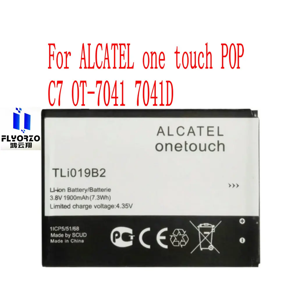 Совершенно новый оригинальный 1900mAh TLi019B2 Аккумулятор для ALCATEL one touch POP C7 OT-7041 7041D