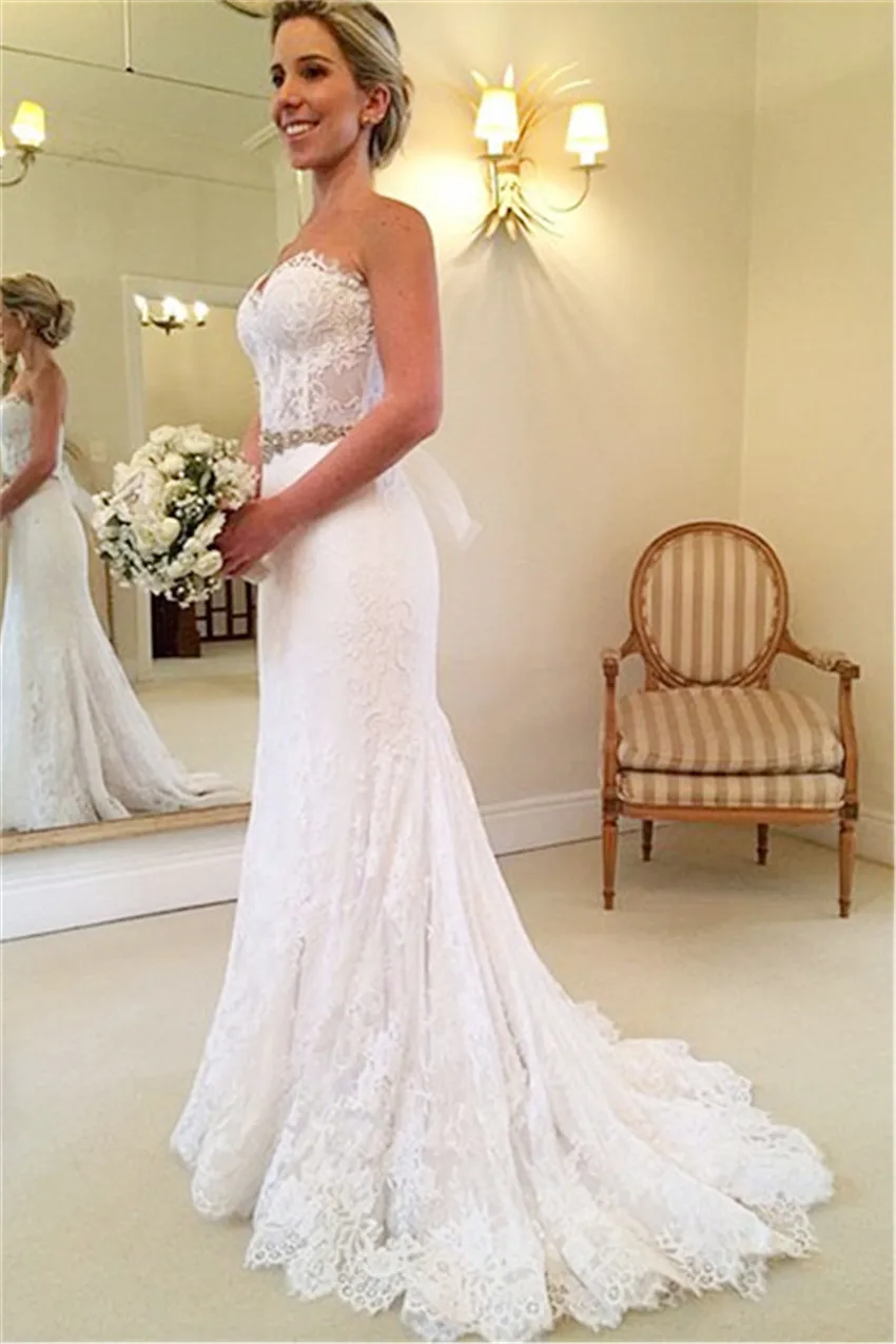 Свадебное платье Русалка простой дизайн видеть хотя vestido de casamento Милая Кружева