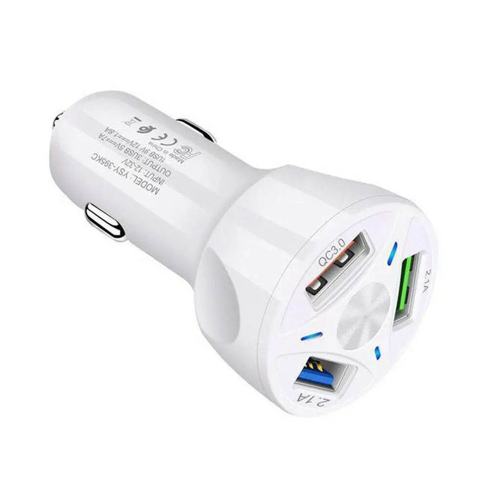 Быстрая зарядка QC3.0 автомобильное зарядное устройство 3 usb порта автомобильный прикуриватель для iPhone 11 samsung huawei Xiaomi быстрое автомобильное зарядное устройство для телефона - Название цвета: Белый