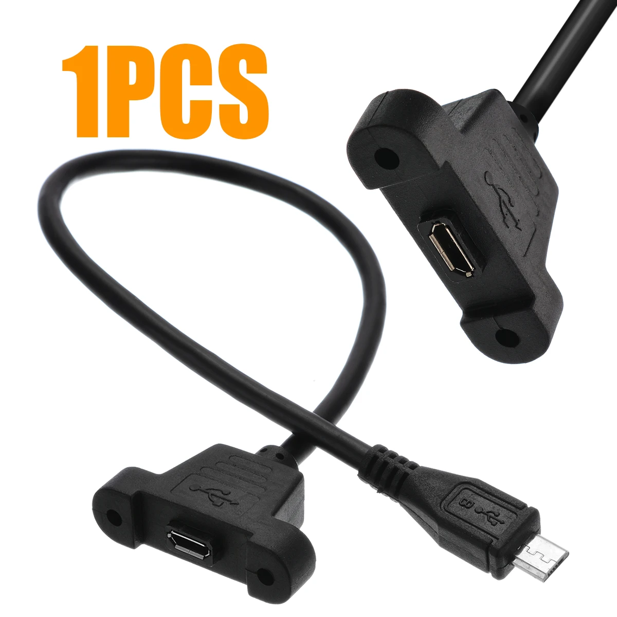

Micro USB USB 2.0 Male Connector to Micro USB 2.0 Female Extension Cable 30cm With screws Panel Mount Hole