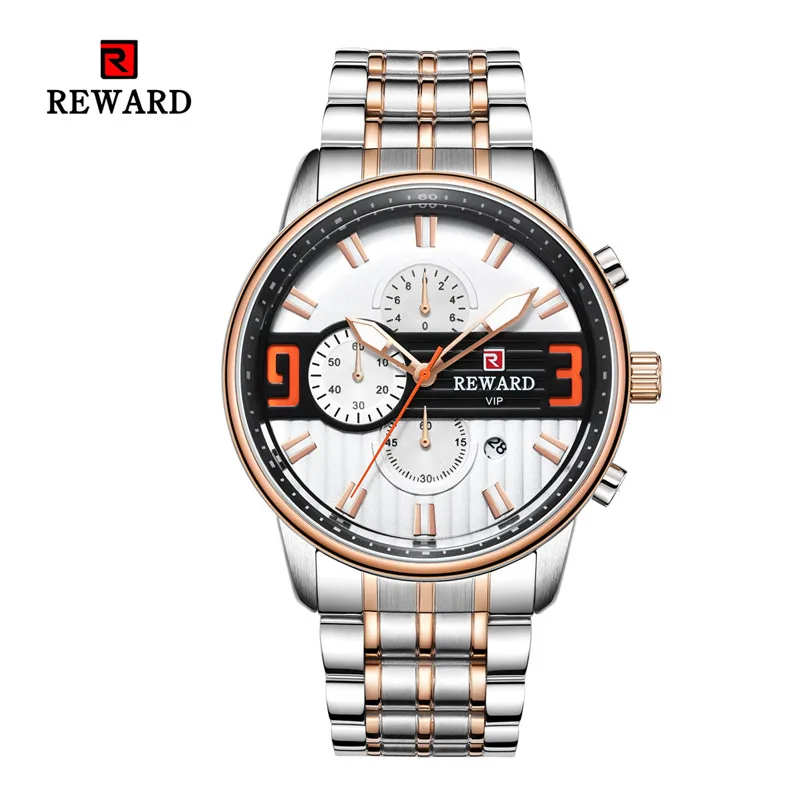 silver rose gold Награда мужские часы Роскошные спортивные военные наручные часы водонепроницаемые Авто Дата из нержавеющей стали Кварцевые Топ Брендовые Часы Relojs - Цвет: silver rose gold