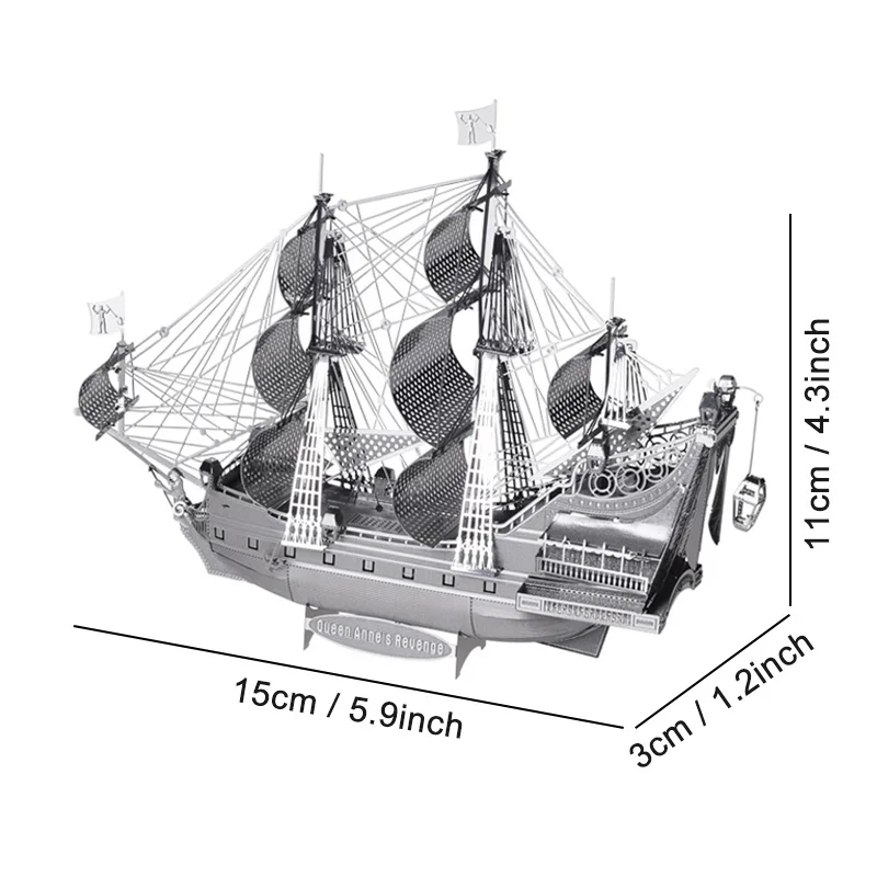 3D Metal Puzzle Figure Toy The Queen Anne Revenge P038S Educational Puzzle 3D Models Funny Gift Toys For Children