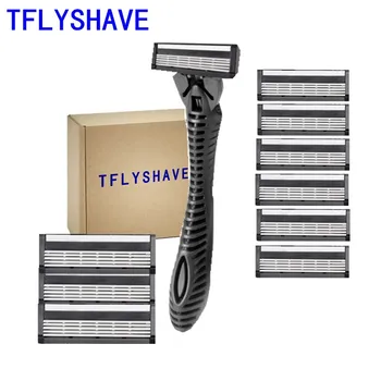 

TFLYSHAVE Men Disposable Razor 5 Layer Shaver Razor Blade High Quality Shaving Blade 1 Holder 9 Blade Mild and Non-irritating