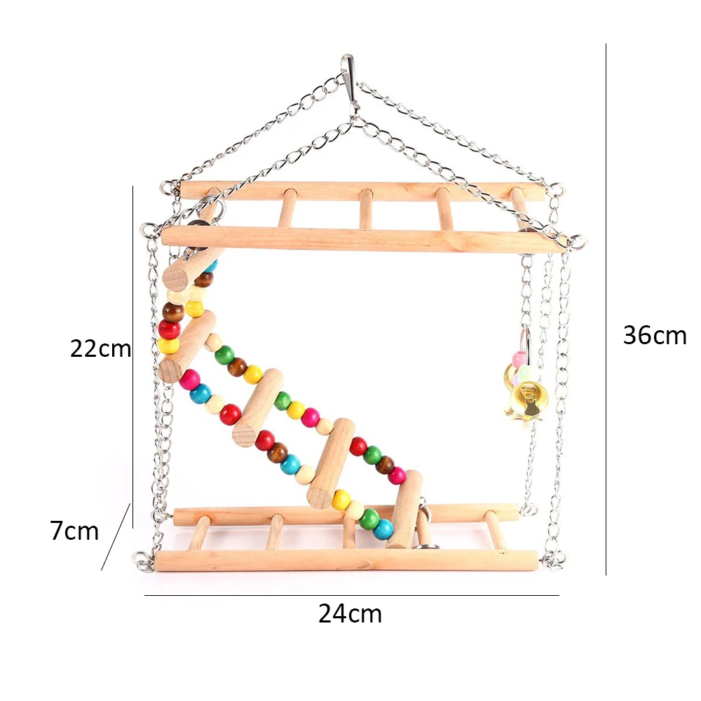 Fun Parrots Toys Bird Swing Exercise Climbing Hanging Ladder Bridge Wooden Rainbow Pet Parrot Macaw Hammock 1 Fun Parrots Toys Bird Swing Exercise Climbing Hanging Ladder Bridge Wooden Rainbow Pet Parrot Macaw Hammock 4