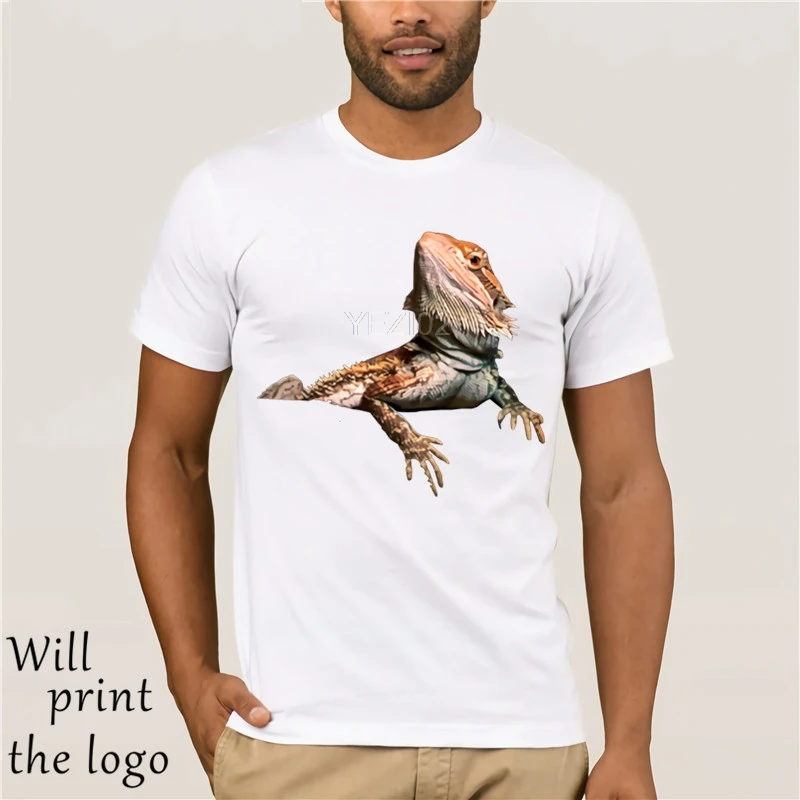 Drago barbuto Lucertola Degli Uomini di Stampa Nero T-Shirt Alla Moda 3D Animale Magliette e Camicette Per La Vendita