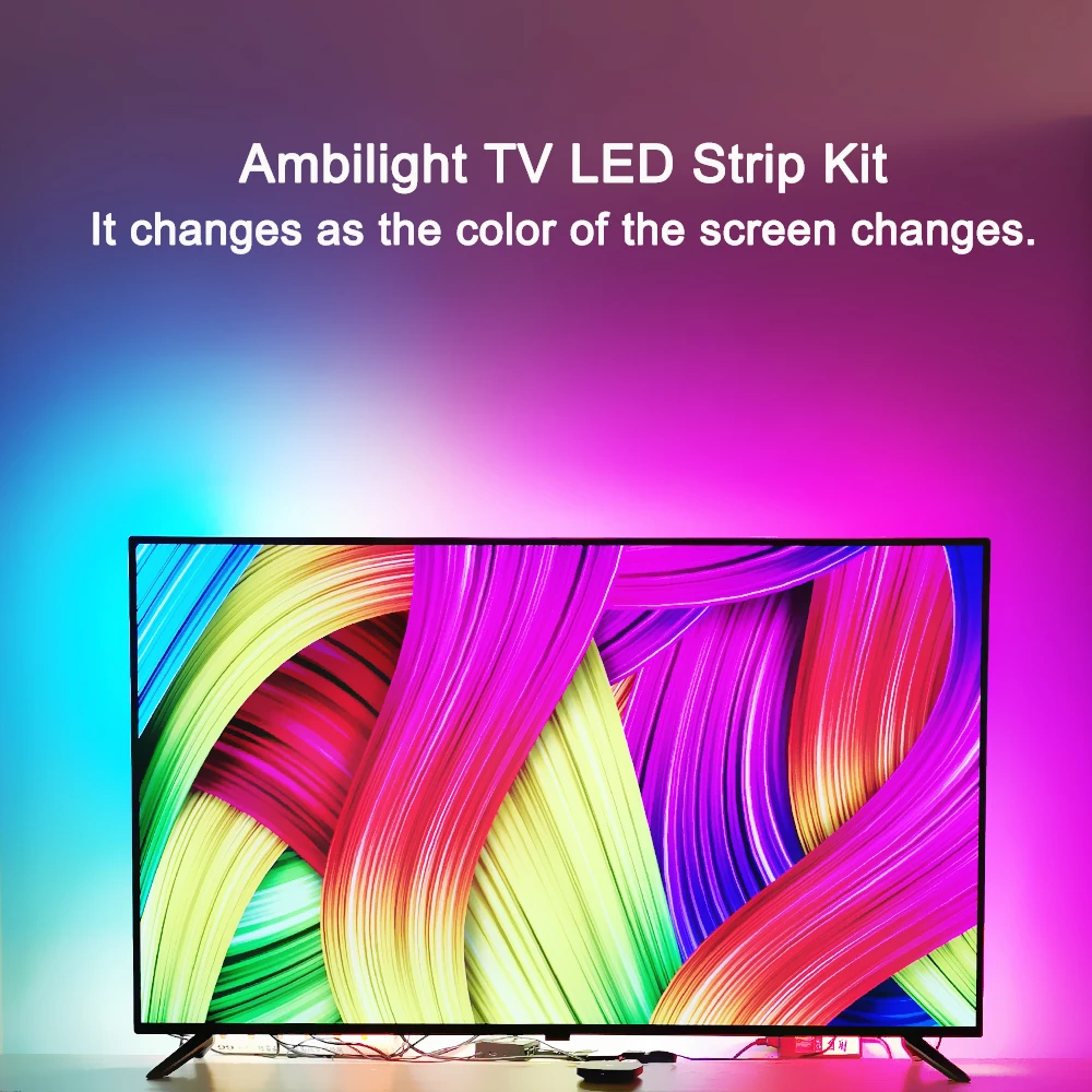 4K Ambilight LED TV Backlights kit LED TV Ambilight effect for TV HDMI sources Dynamic ambient light RGB color for 40"-80" TV