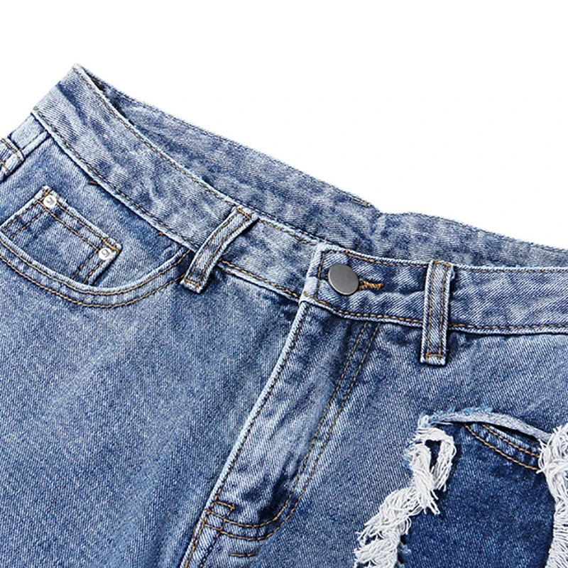New Fashion Autumn Winter Lace-up Waist Button Zipper Hole Pockets Loose Jeans Denim Trousers Wide Leg Pants Women Q231
