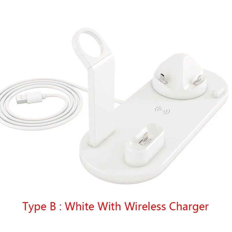 Новейшая 3 в 1 Зарядная подставка для iPhone Airpods Apple Watch micro type-c телефон Вращающийся зарядная подставка многофункциональная - Тип штекера: Type B
