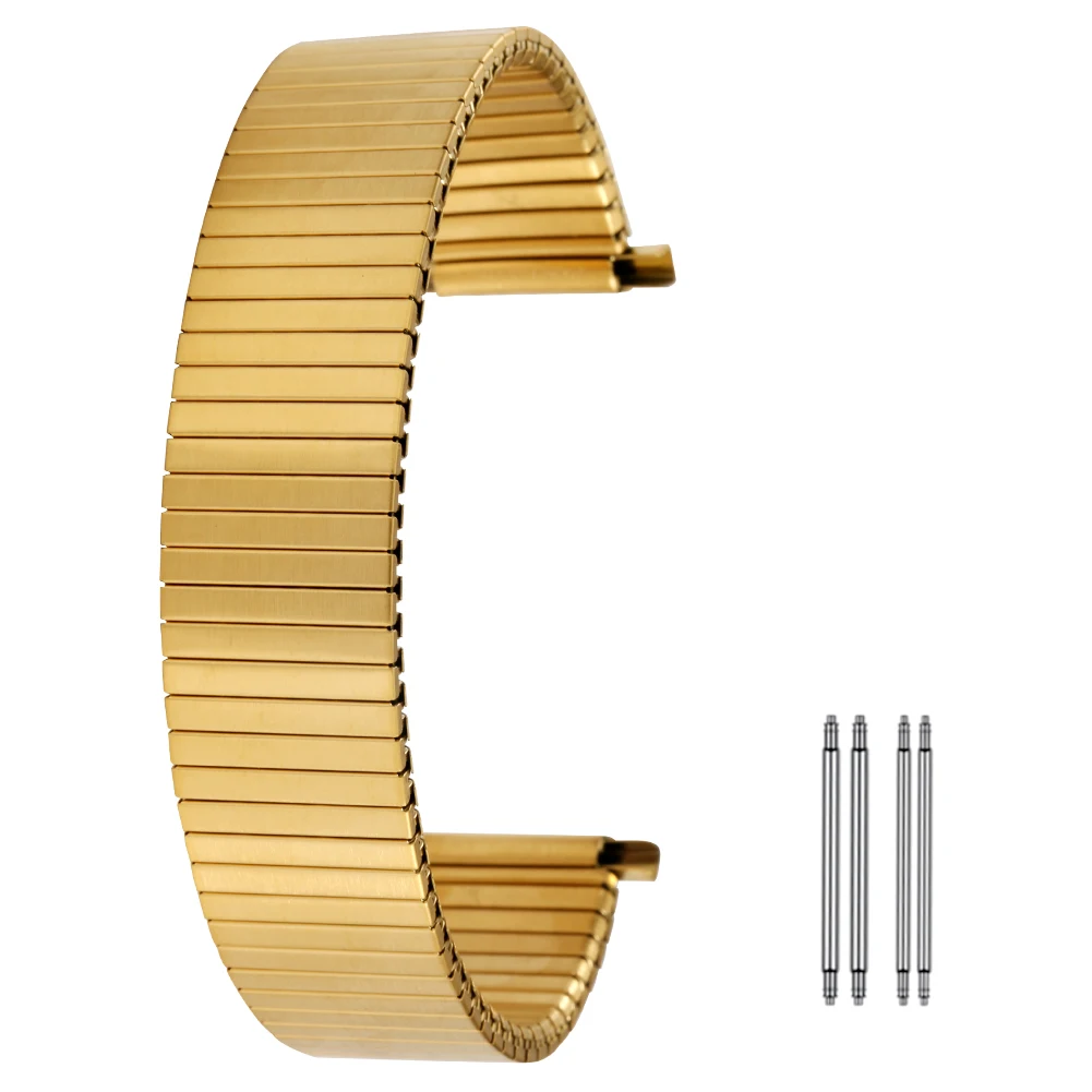 

16/18/20/22MM Replacement Bracelet Practical No Buckle Watch Band Universal Stainless Steel Elastic Wristwatch Strap Luxury Gold