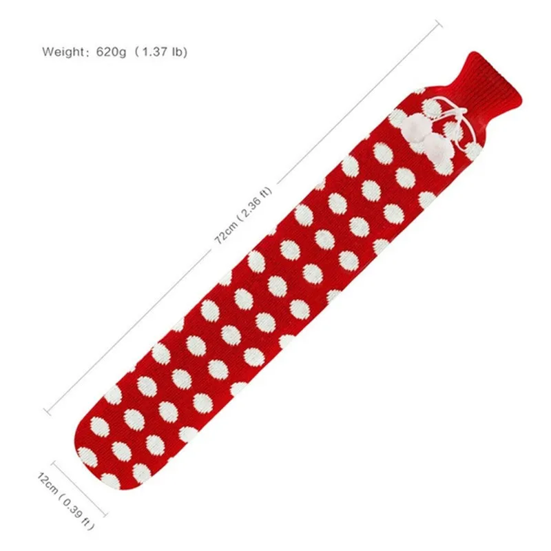Extra Long Winter Warm Hot Water Bottles with Knitted Removable Cover Portable 2L Hot Water Bottle Faux Fur Removable Body Cover