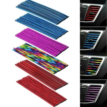 

10pcs Car-styling Chrome Air Outlet Trim Strip Interior Air Vent Grille Switch Rim Trim Outlet Decoration Strip DIY Accessories