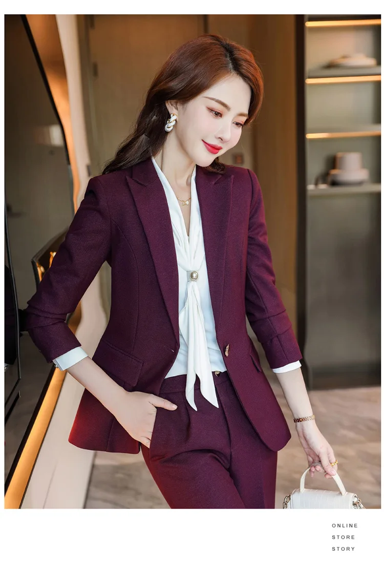 2021 New Year High-quality Professional Wear Plus Size Women's Casual Office Long-sleeved Suit High-waist Trousers 2-piece Set 2021 New Year High-quality Professional Wear Plus Size Women's Casual Office Long-sleeved Suit High-waist Trousers 2-piece Set