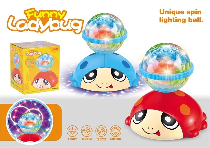 

Children Night Market Stall Hot Selling Toy Dreamy Rotating Ball Light And Sound Model Electric Universal Beetle Toy