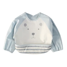 Мультяшные детские нагрудники от 6 до 24 месяцев, водонепроницаемый фартук для девочек и мальчиков, слюнявчик для кормления с длинными рукавами, слюнявчик для новорожденных детей