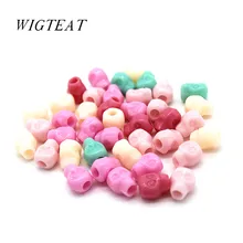 20 шт/50 шт смешанный цвет пластиковая футболка с изображением черепа и волос оплетка dread дредлок бусины кольца для зажимов манжеты трубки аксессуары для укладки около 5 мм отверстие