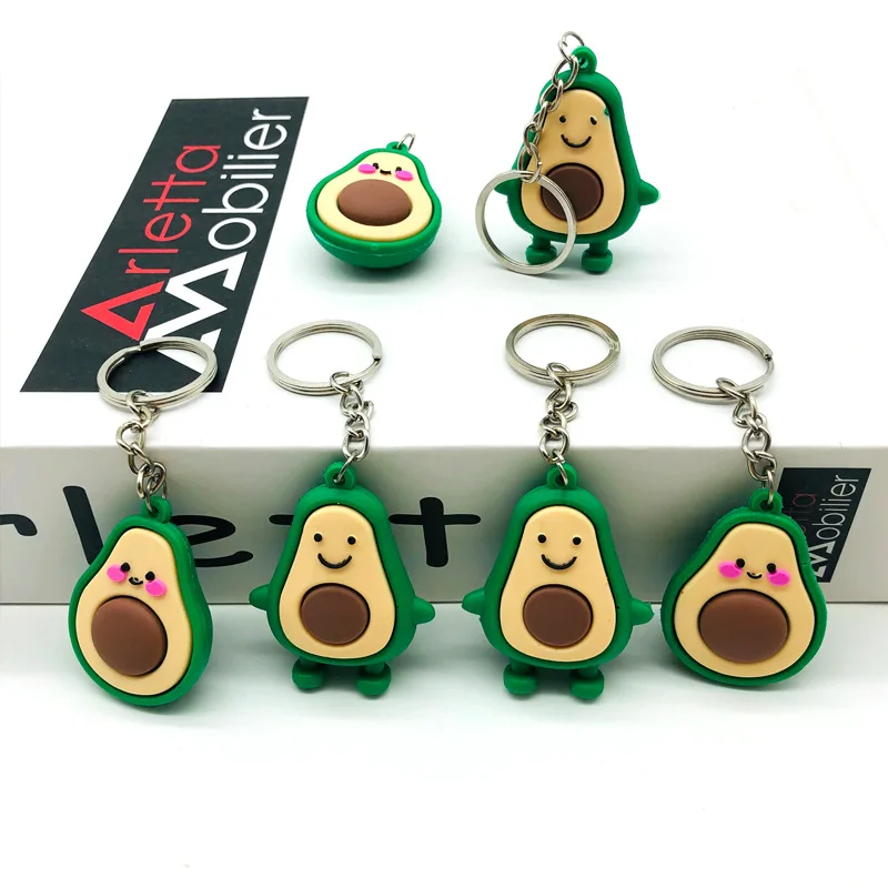1 Uds de simulación nueva fruta de aguacate en forma de sonrisa llaveros de juguete aguacate clave cadenas de moda regalos de cumpleaños