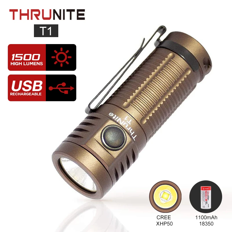 Карманный фонарик ThruNite T1 1500 люмен CREE XHP50 магнитный с зарядкой от USB | Лампы и