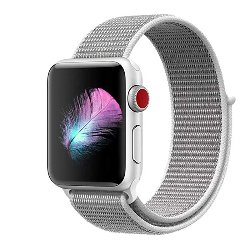 Sea shell color Ремни для наручных часов Apple Watch 38/40/42/44 мм браслет наручных часов iWatch серия 5 4, версия 1, 2, 3, ремешок из дышащего нейлона, correa спортивный бесшовный smartwatch band - Цвет ремешка: Sea shell color