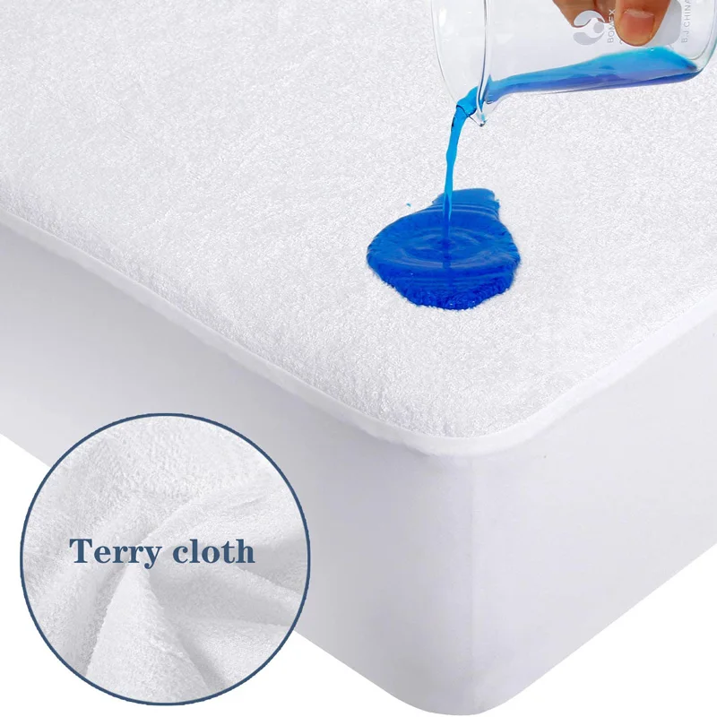 

180x200cm waterproof mattress cover deluxe terry cloth protective sheet stretch hot selling waterproof bed sheet, plush cotton m