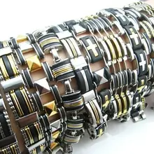 10 шт. мужские браслеты из нержавеющей стали для мальчиков 10 стилей Серебро Золото MixMax