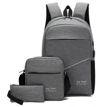 3Pcs Men Backpack USB Charging Men Bag Casual Multifunction Backpacks Men School Bags 3 Sets Backpacks Night Reflective