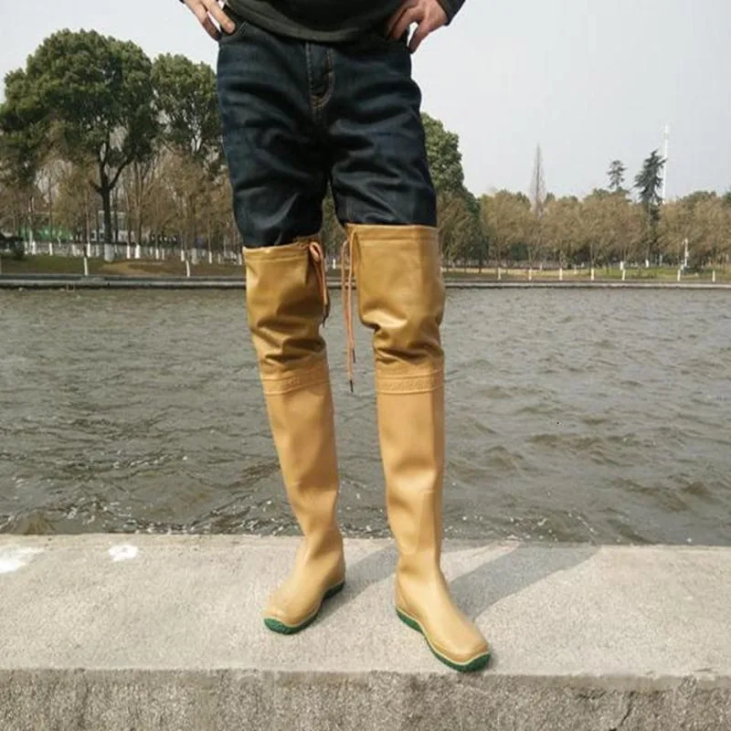 EU 35-45 High Rain Shoes Men Women Outdoor Fishing Field Garden Working Over Knees Pant Aqua Boots Anti-wear Non-slip Trousers
