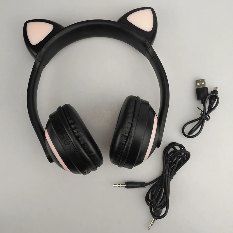 Bluetooth стерео наушники беспроводные кошачьи наушники мигающие светящиеся Игровые наушники 7 цветов светодиодный светильник для телефона ПК