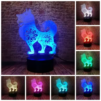 

Luminous New Year Dog Animal Figure 3D Illusion LED Desk Nightlight Colourful Changing Light Flash Decor Flashing Toys