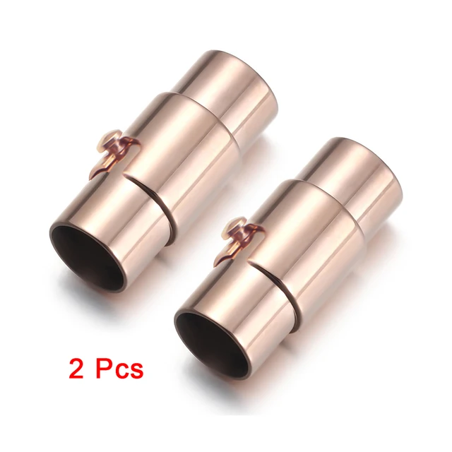 2-4pcs Stainless Steel Magnetic Clasps Hole 3mm 5mm 6mm 8mm Leather Cord Lace Safe Lock Clasp Magnet DIY Bracelet Jewelry Making 2pcs Rose Gold