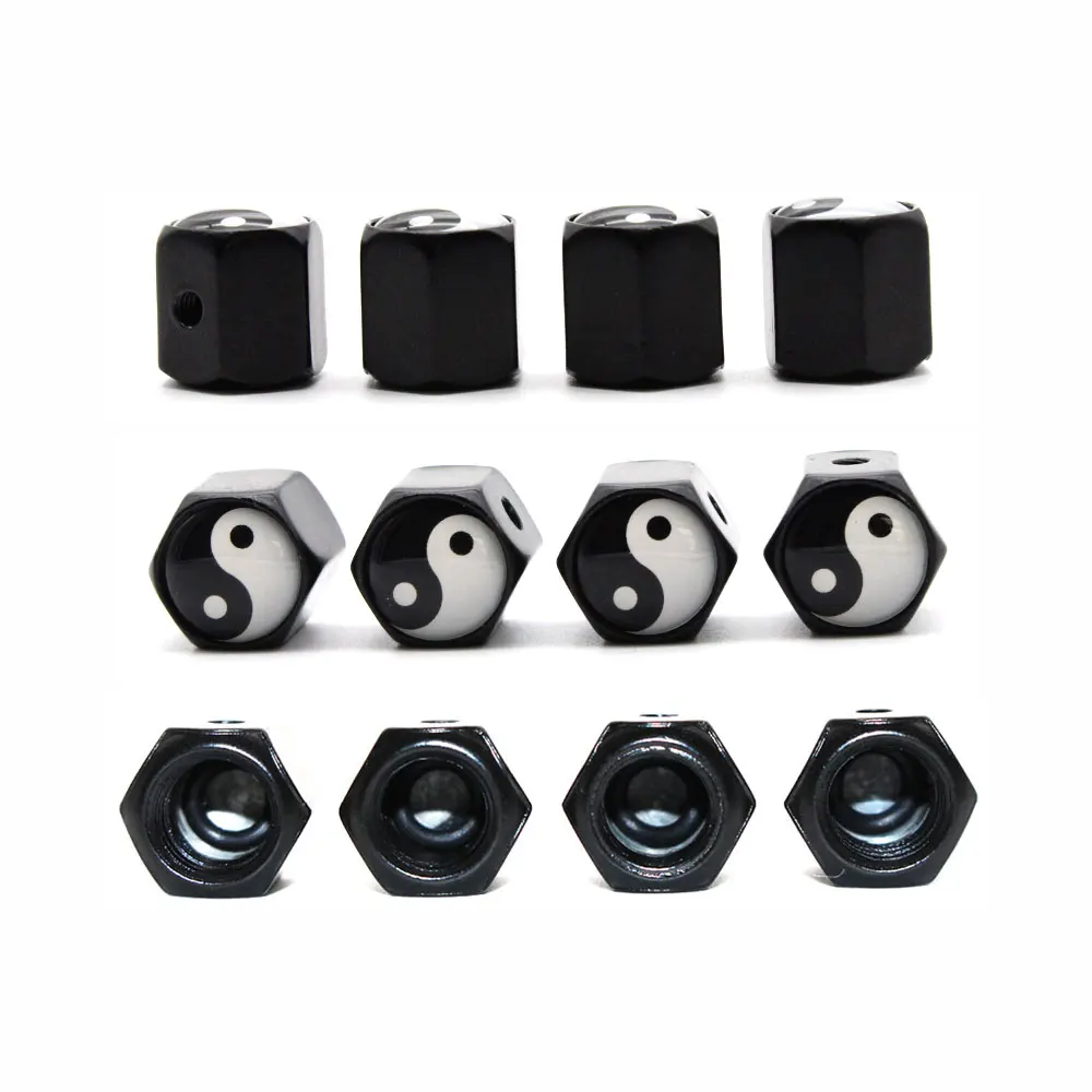 DSYCAR 1Set Car Styling Zinc Alloy Anti-theft Tai Chi Style Car Tire Valve Caps Wheel Tires Tire Stem Air Cap Airtight Covers