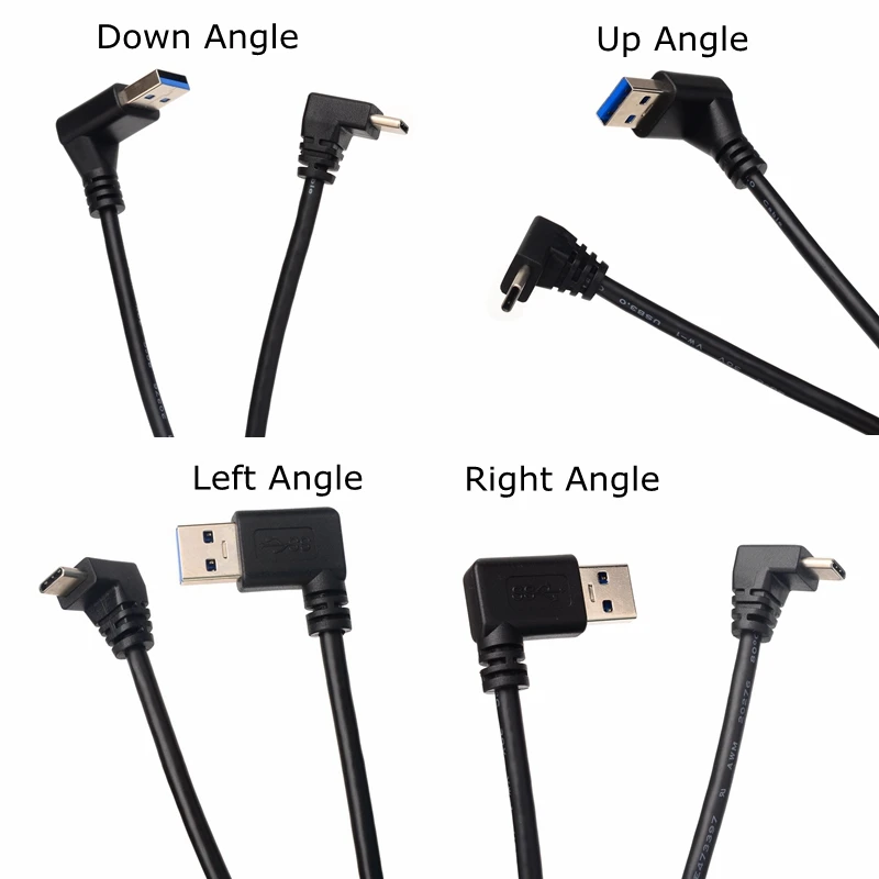 Кабель USB 3 0 A (штекер) левый правый вверх вниз под углом Type-C для компьютера