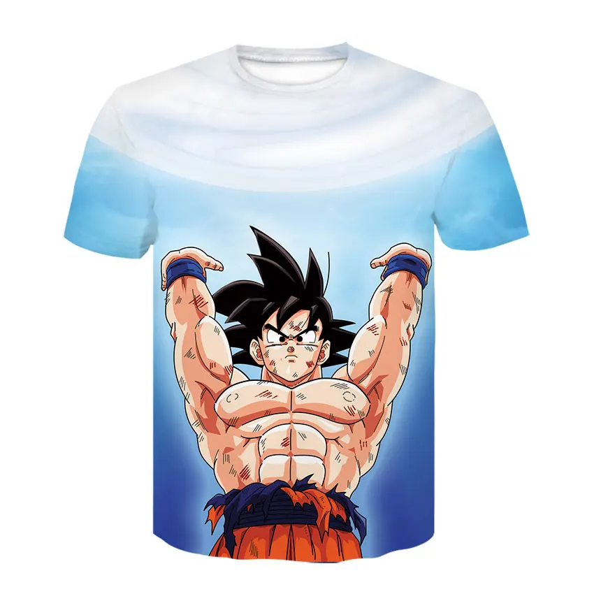 Летняя Горячая Dragon Ball Z Супер Саян Гоку мужская футболка с круглым вырезом уличная Harajuku мужская одежда аниме футболка