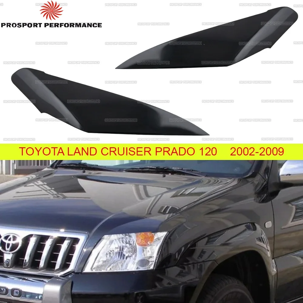 Накладки на фары реснички брови веки для Toyota Land Cruiser Prado 120 2002-2009 ABS пластик тюнинг