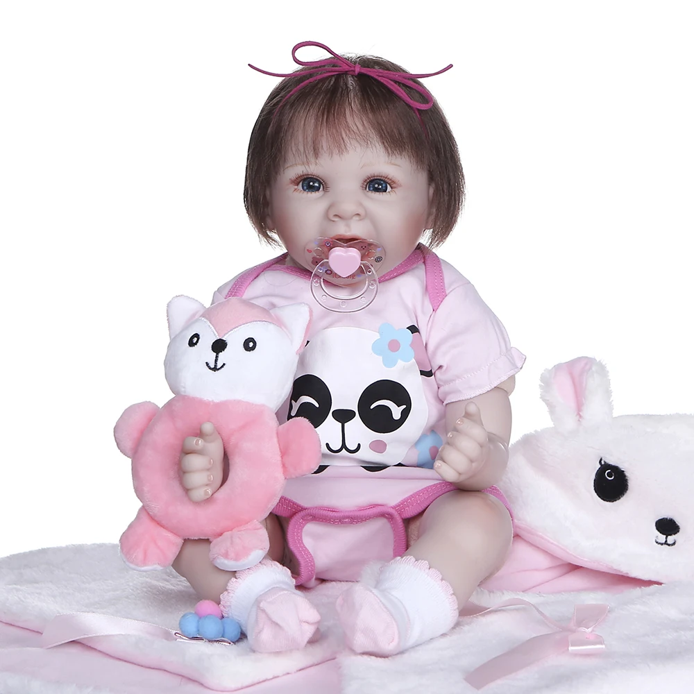 Reborn baby doll silicona 55 см реалистичное утяжеленное детское мягкое тело Реалистичная