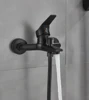 Matte Black Bathroom Shower Faucet Bath Faucet Mixer Tap ABS Hand Shower Set Wall Mount Black Shower Control Valve Taps 4