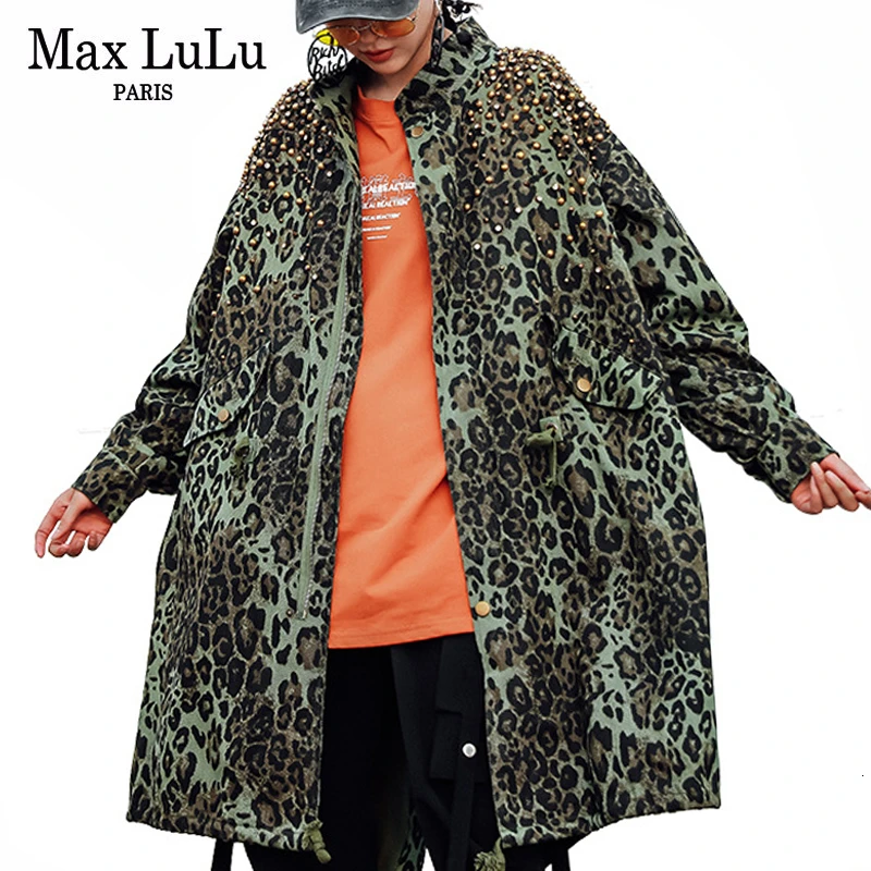 Max LuLu осень Роскошная Корейская женская одежда в стиле панк женский леопардовый длинный Тренч пальто винтажные ветровки плюс размер уличная одежда
