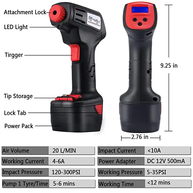Портативный воздушный компрессор, Аккумуляторный насос для шин, беспроводной автомобильный насос для Велосипедный мяч, цифровой манометр с ЖК-дисплеем, автоматическое отключение O