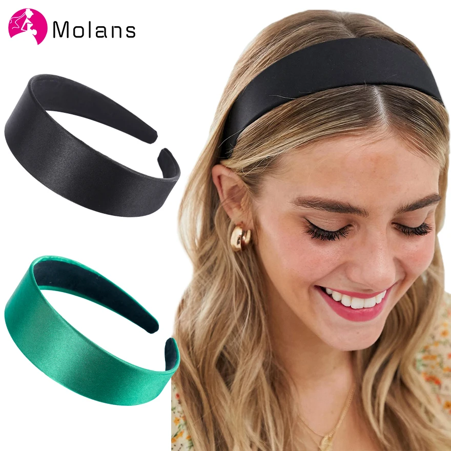 

Molans New Solid Satin Headband Smooth Non-slip Wide Hair Hoops Elegant Candy Color Simple Women Hairbands Hair Accessories
